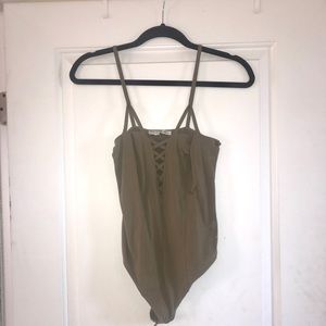 Express Green Low Cut Strappy Bodysuit